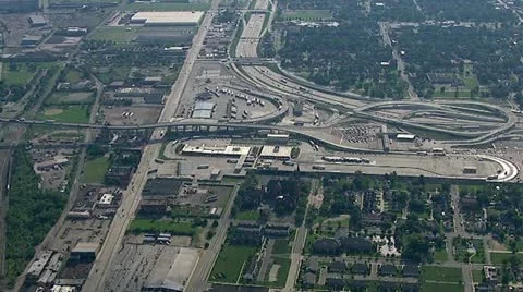 Detroit by Helicopter Stock Footage 12753097