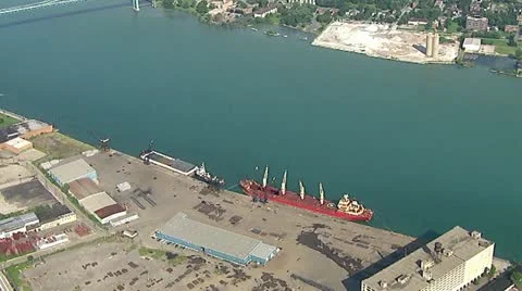 Detroit by Helicopter Stock Footage 12753477