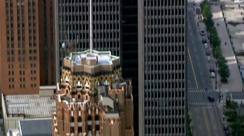 Detroit by Helicopter Stock Footage 12755184