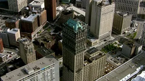 Detroit by Helicopter Stock Footage 12755385