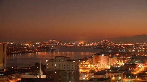 Detroit at night Video stock 109210362