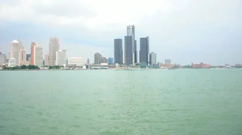 Detroit Over The Border Video stock 14376019