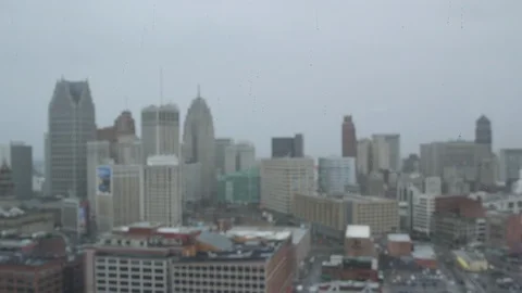 Detroit Rain rack focus Stock Footage 89176844