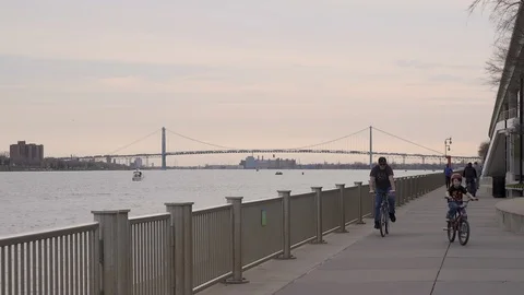 Detroit Riverwalk Stock Footage 89176872