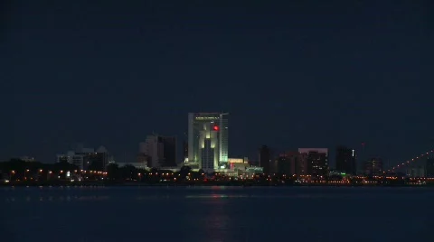 Detroit skyline 2 Stock Footage