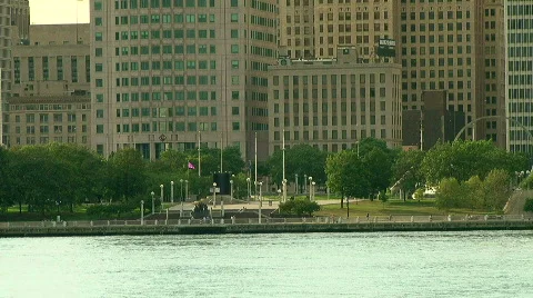 Detroit Skyline  Stock Footage 515516