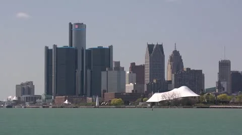 Detroit Skyline Stock Footage 11063809