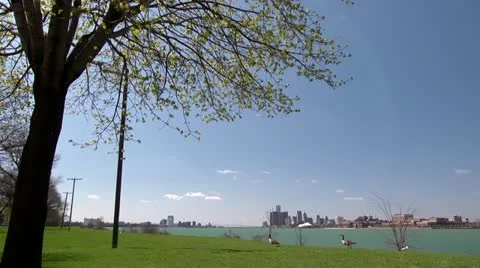 Detroit Skyline Stock Footage 11063810
