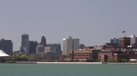 Detroit Skyline Stock Footage 11064163