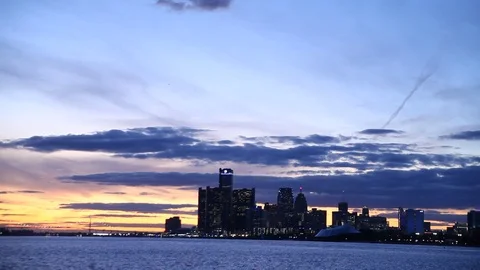 Detroit Skyline at Sunset Video stock 119835313