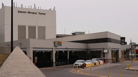 Detroit-Windsor Tunnel Car Arriving in Detroit Michigan USA Stock Footage 127241019