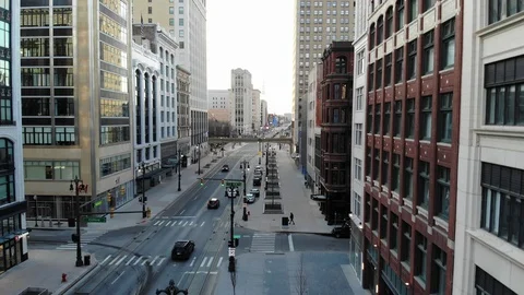 Detroit, Woodward Ave - Vertical Stock Footage