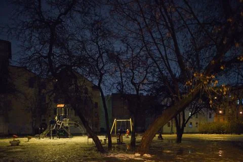 Детская площадка ночью. Санкт-Петербург Stock Photos