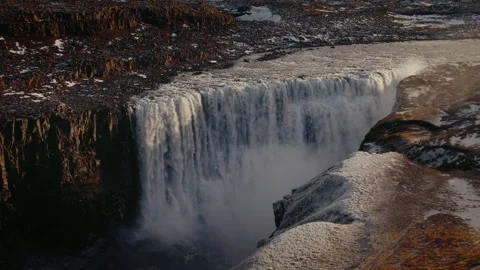 Dettifoss waterfall's mighty cascade, Iceland Stock Footage 260972747