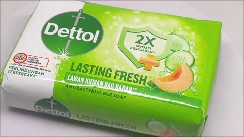 Dettol bath soap with more effective germ-killing protection Stock Footage 291980033