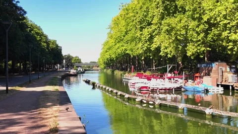 Deule River between Lille Citadel and old town France Stockbeeldmateriaal 344432901