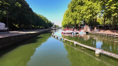 Deule River between Lille Citadel and old town France Stockbeeldmateriaal 344432902