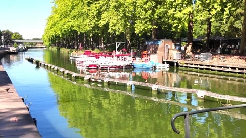 Deule River between Lille Citadel and old town France Stockbeeldmateriaal 344432920