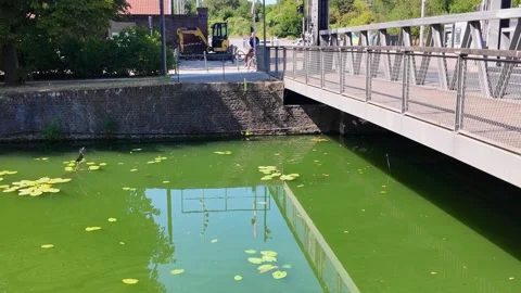Deule River between Lille Citadel and old town France Stock-Footage 344432937