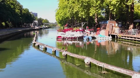 Deule River between Lille Citadel and old town France Stockbeeldmateriaal 344432953