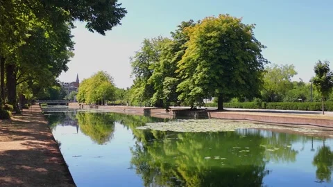 Deule River between Lille Citadel and old town France Видео 344433066