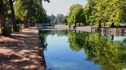 Deule River between Lille Citadel and old town France Stockbeeldmateriaal 344433085