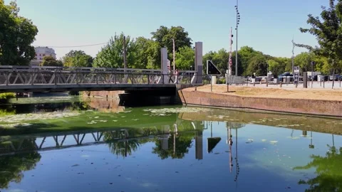 Deule River between Lille Citadel and old town France Видео 344433189
