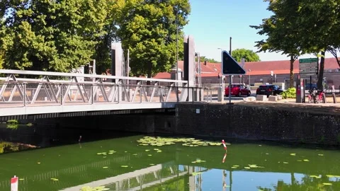 Deule River between Lille Citadel and old town France 스톡 동영상 344433280