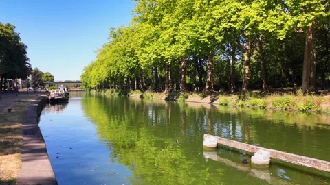 Deule River between Lille Citadel and old town France Stockbeeldmateriaal 344433401