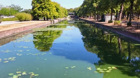 Deule River between Lille Citadel and old town France Stockbeeldmateriaal 344433630