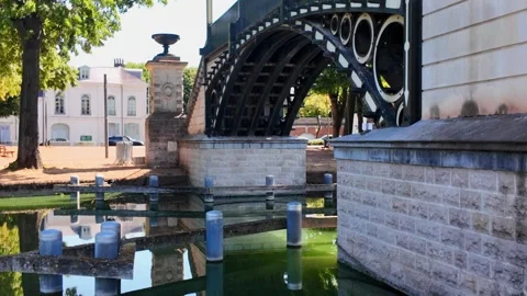 Deule River between Lille Citadel and old town France 스톡 동영상 344433739