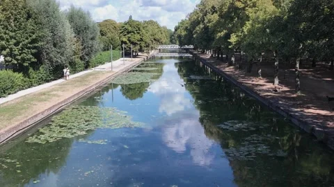 Deule River between Lille Citadel and old town France 스톡 동영상 344433838