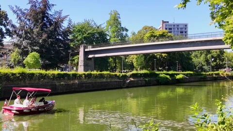 Deule River between Lille Citadel and old town France Stock-Footage 344433865
