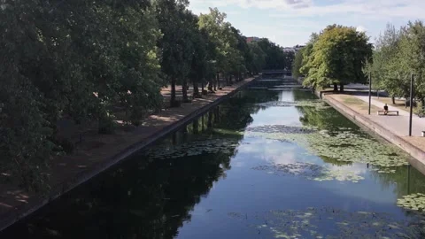 Deule River between Lille Citadel and old town France 스톡 동영상 344433875