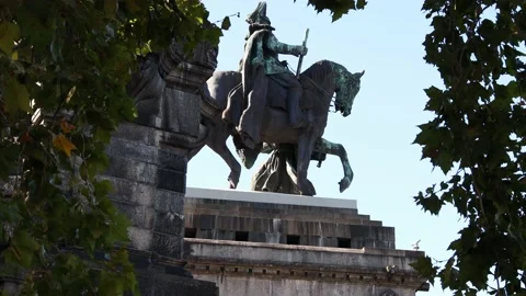Deusches eck statue in koblenz germany 4k 30fps video Stock Footage 217852120