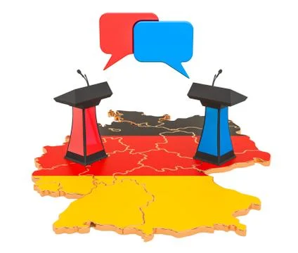 Deutsch Debate concept, 3D rendering Stock Illustration
