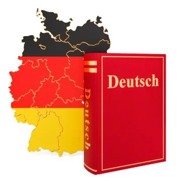 Deutsch language book with map of Germany, 3D rendering Stock Illustration