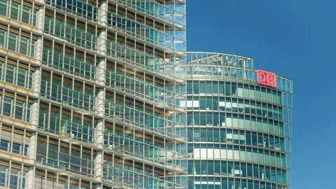 Deutsche Bahn DB Headquarters at Potsdamer Platz in Berlin Stock Footage 130138829