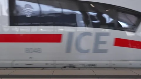 Deutsche Bahn ICE high-speed train at Frankfurt Flughafen Fernbahnhof station Видео 335778976