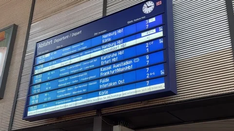 Deutsche Bahn train station digital panel Stock Footage 258768048