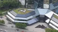 Deutsche Bank AG Frankfurt Corporate Tower Office Building Car Passing Rush Hour HD Footage