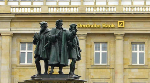 Deutsche Bank At Rossmarkt Square Statue Frankfurt Germany Video