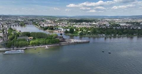 Deutsche eck, Koblenz, Germany, rhine and moselle river and city monuments 스톡 동영상 277785223