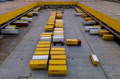 Deutsche Post DHL mega parcel centre in Bochum, Germany - 04 Dec 2020 Stock Photos