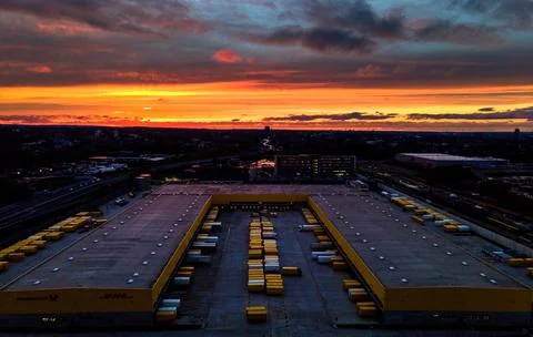 Deutsche Post DHL mega parcel centre in Bochum, Germany - 04 Dec 2020 Stock Photos