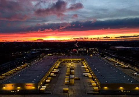 Deutsche Post DHL mega parcel centre in Bochum, Germany - 04 Dec 2020 Stock Photos
