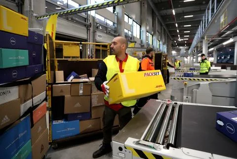 Deutsche Post DHL opens new mega parcel centre in Bochum, Germany - 18 Nov 2019 Stock Photos