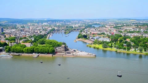 The Deutsches Eck, Koblenz. Stock Footage 340328029