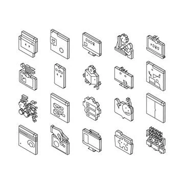 Dev Code Occupation Collection isometric icons set vector 스톡 일러스트