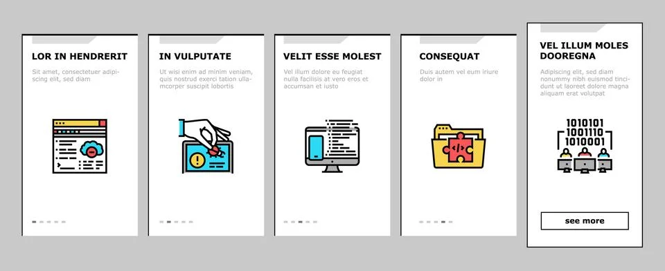 Dev Code Occupation Onboarding Icons Set Vector 스톡 일러스트
